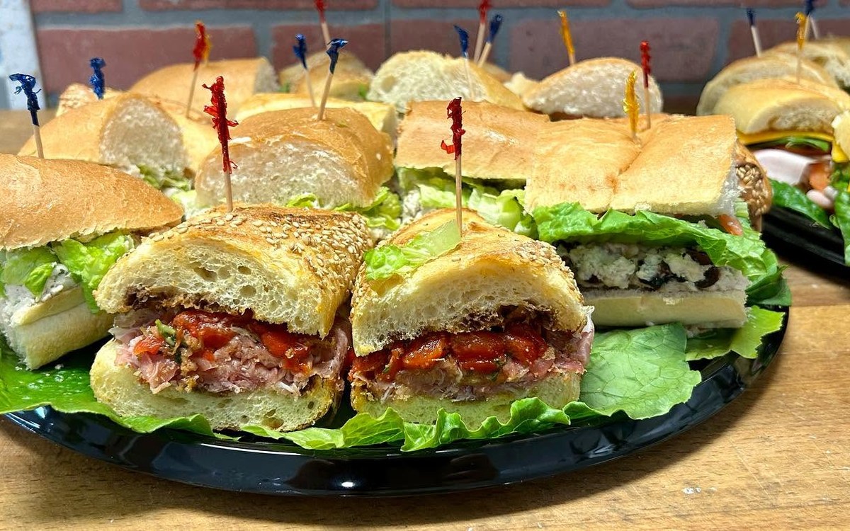 Italian combo sub stacked with cured meats and provolone